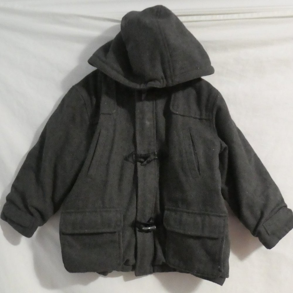 BIG CHILL | size 4 | Reversible Charcoal Hooded Toggle and Zip-Up Coat | GUC